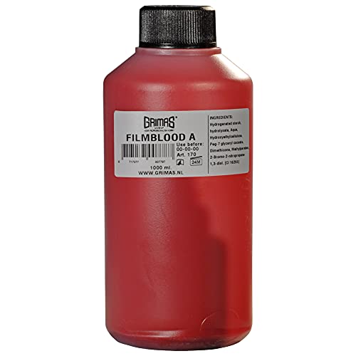 Grimas Filmblut, Farbe A, 1000ml, Profi Kunstblut hochrealistisch, für Halloween, Karneval, Film, Theater und Unfalldarstellung, auswaschbares Fakeblut in Gelkonsistenz, (FBT1000-A) von GRIMAS