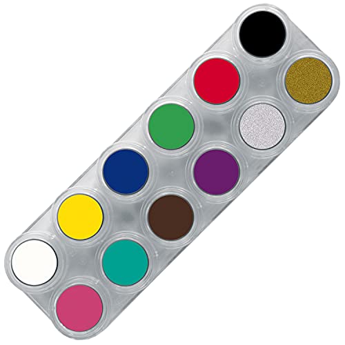 Grimas Profi Schminkpalette Water Make-Up A, 12x2.5ml, hochwertige Kinderschminke/Karnevalsschminke auf Wasserbasis von GRIMAS
