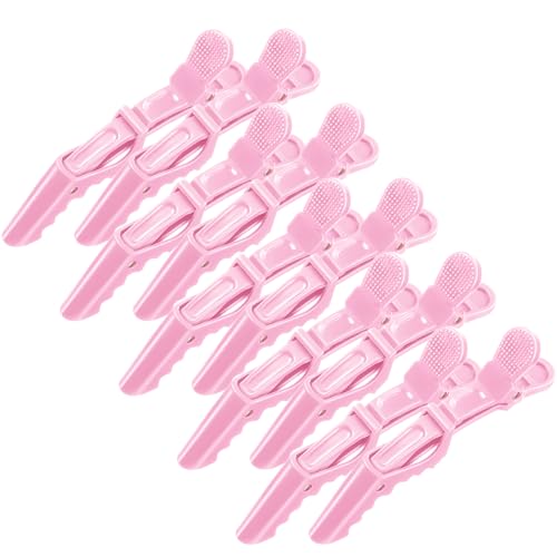 Haarspangen für Frauen, 10 Stück, professionelle Krokodilklemmen für Haare, Haarspangen zum Stylen, Haarstyling-Clips, Aligator-Clips, Salon-Haarspangen, Kunststoff-Haarspangen (Rosa) von GRIMSON