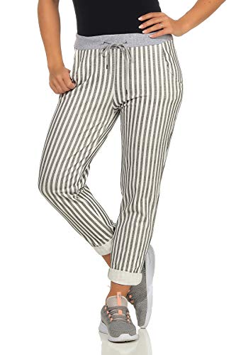 GRINGO Damen Sweatpants Boyfriend Freizeithose Jogginghose Sporthose One Size (Schwarz gestreift) von GRINGO