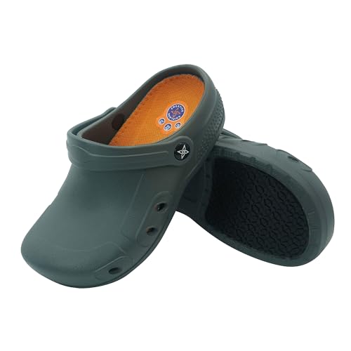 GRIPLAND Spezialist Clog Kochschuhe Küche Garten rutschfest Grau 40 EU von GRIPLAND