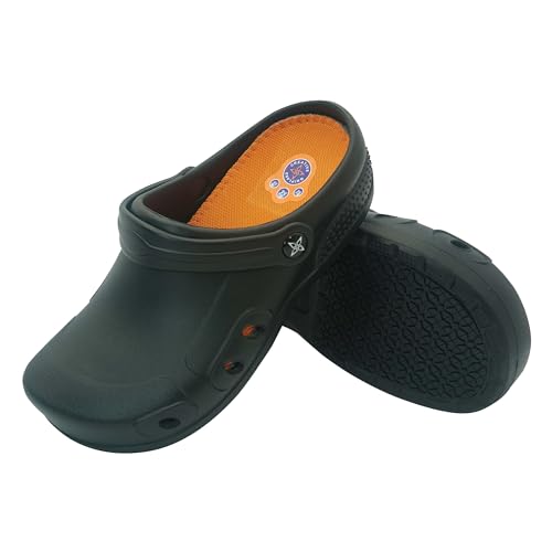 GRIPLAND Spezialist Clog Kochschuhe Küche Garten rutschfest Schwarz 37.5 EU von GRIPLAND