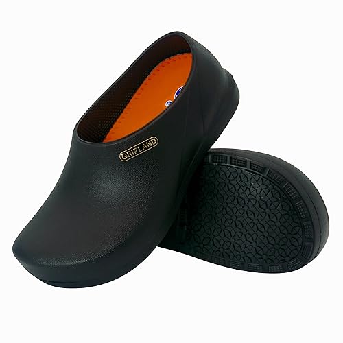 GRIPLAND wasserdichte Chef Schuhe Küche Garten rutschfest Clog Schwarz 38.5 EU von GRIPLAND
