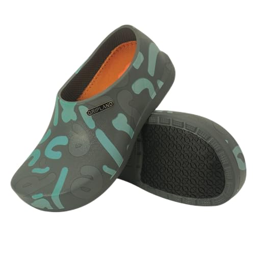GRIPLAND wasserdichte Chef Schuhe Küche Garten rutschfest Clog Zufälliges Alphabet 46 EU von GRIPLAND