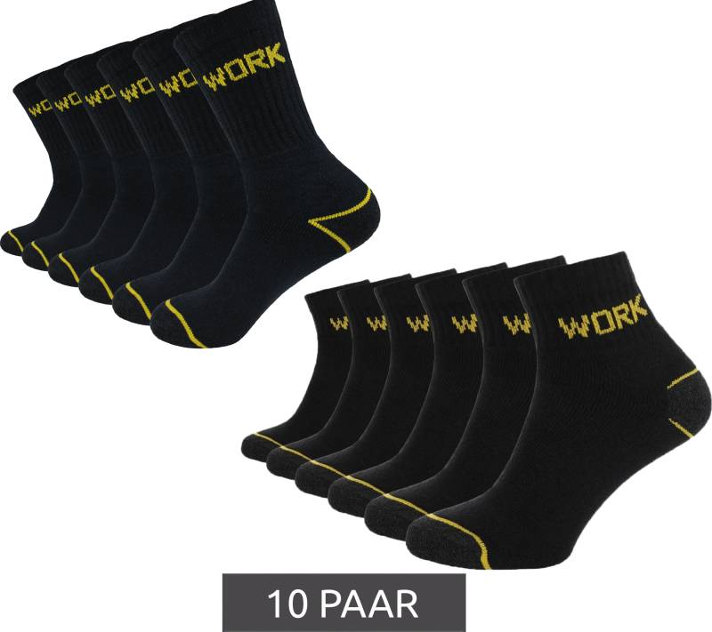 10 Paar GRIPWOOL Arbeits-Strümpfe Baumwoll-Socken Work-Socken Sneaker-Socken oder Crew-Socken Schwarz von GRIPWOOL