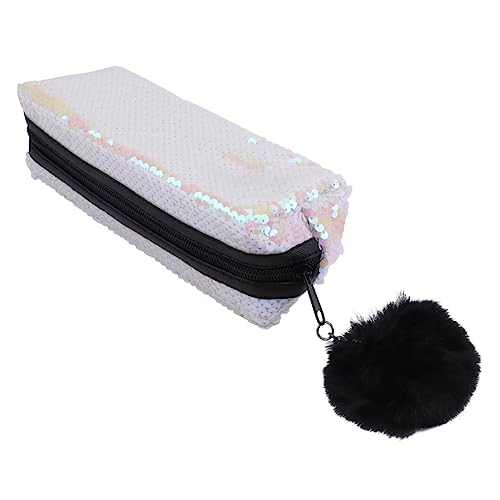 GRIRIW 1stück Glitzer Federmäppchen Mit Pailletten Multifunktionale Kosmetiktasche Im Meerjungfrau-Design Weiße Aufbewahrung Für Schule Büro Und Reisen von GRIRIW