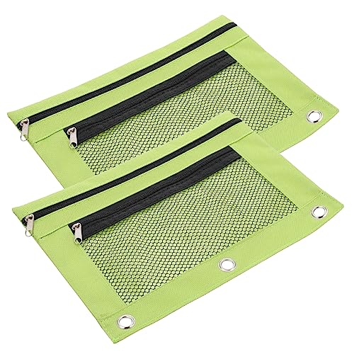 GRIRIW 2 Stück Binder Federmäppchen Bleistift Bindemittel Schreibwaren Blau Schule aufbewahrungssack Storage Pockets Stifte Aufbewahrungstasche Bürobedarfstaschen Oxford-Stoff Green von GRIRIW