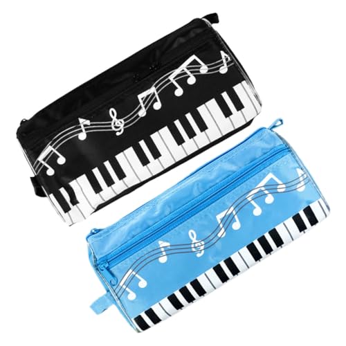 GRIRIW 2 Stück Federmäppchen Universität Schminktasche Kulturbeutel Tragbare Bleistifttasche Musik Note Stift Klavier Bleistiftbeutel Große Bleistifttasche Polyester Reißverschluss Stifthalter Kinder, von GRIRIW