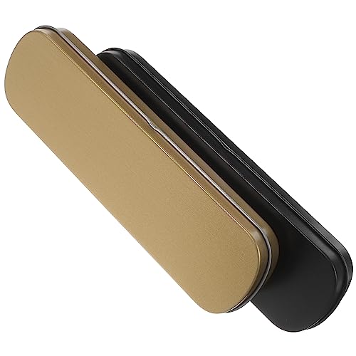 GRIRIW 2 Stück Metallische Stiftboxen Flache Schreibwaren Organizer mit Deckel für Schule und Makeup Bleistiftaufbewahrung Schwarz und Gold von GRIRIW
