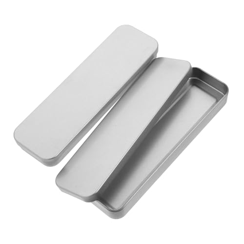 GRIRIW 2 Stück Stylische Bleistiftbox aus Multifunktionale Aufbewahrungsbox für Schreibwaren Wasserfeste und Tragbare Stifte Organizer für Schüler Silberfarben von GRIRIW