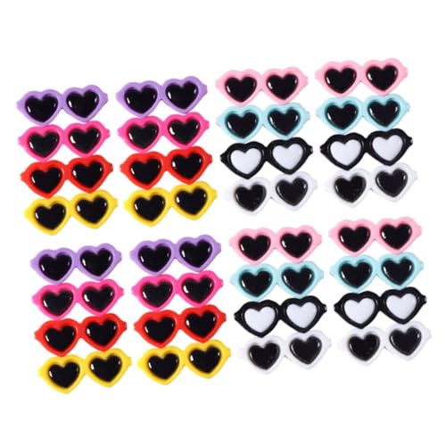 GRIRIW 50 Stück Liebe Mini-Sonnenbrillen bunte Mini-Sonnenbrille Telefonschalenverzierungen kulich form handgemachte geschenke schnapsgläser Sahnekaugummi Dekorationen Haarnadel Zubehör von GRIRIW