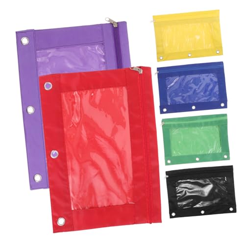 GRIRIW 6 Stück Teiliges Transparentes Stiftetui für Ring Ordner mit Reißverschluss Große Kapazität Praktische Dokumenten Organizer für Schule und Büro Langlebiges PVC Design für Schüler von GRIRIW