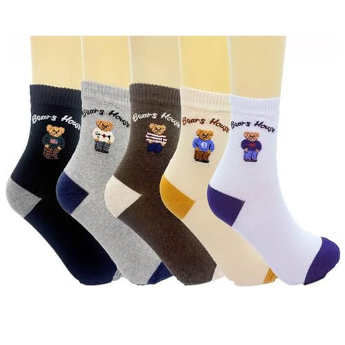 GRISIM Damen Bär Socken Niedliche Tier Teddybär Crew Socken Geschenke für Urlaub, Bear Modern _ 5 Paar, Einheitsgröße GRISIM Damen Bär Socken Niedliche Tier Teddybär Crew Socken Geschenke für Urlaub, Bear Modern _ 5 Paar, Einheitsgröße von GRISIM