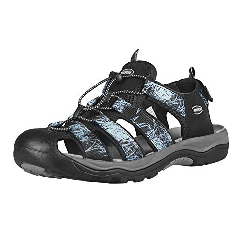 GRITION Outdoor Sandalen Herren, Verstellbaren Trekkingsandalen Herren Wandersandalen Geschlossene Zehe zum Sommer Sport Strand Schwarz 42EU von GRITION