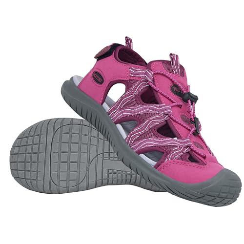 GRITION Trekking Sandalen Damen Wandersandalen,Wasserfest Komfort sommer sandalen für damen,Atmungsaktive Geschlossene Zehe Outdoor sportsandalen 36EU/Rose von GRITION