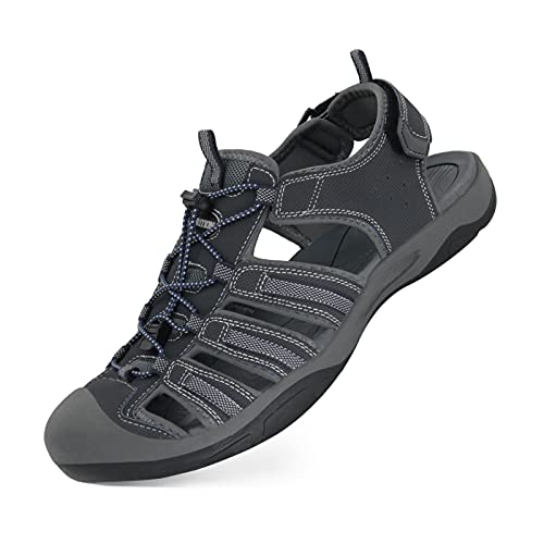 GRITION Trekkingsandalen Herren Wandern Sandalen Größe Outdoor Sport Wandersandalen Schnell Trocken Toecap Sommer Strand Schuhe MEHRWEG 40EU Blau von GRITION