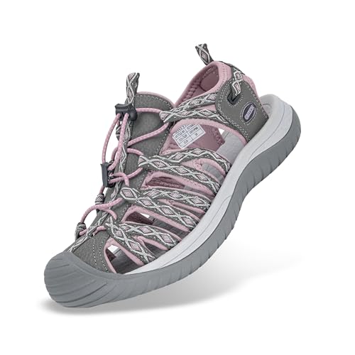 GRITION Wandern Sandalen Frauen Sport Einstellbare Close Toe Sandale mit Arch Support Travel Summer Beach Outdoor Light Weight Water Shoes 40EU/10US 2401 von GRITION