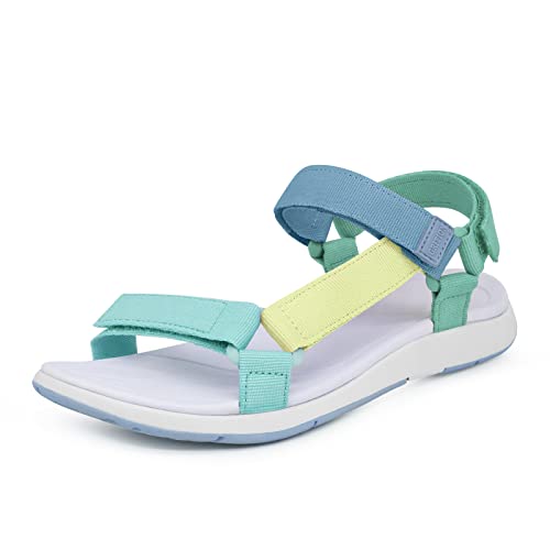 GRITION Wandersandalen Sommer Damen, Trekkingsandalen Outdoor Leicht Frauen, Outdoor Bequeme Athletic Sandalen für Damen, 37EU Aqua MEHRWEG von GRITION