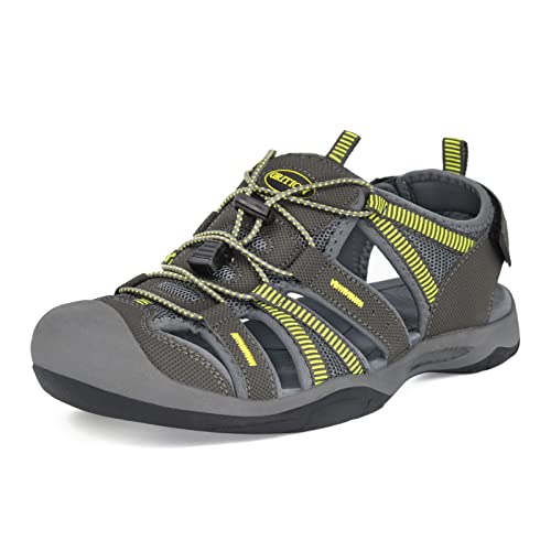 GRITION Wandersandalen für Herren mit geschlossener Zehenpartie, Fischer-Sommer-Walking-Sandale, leicht, verstellbar, für Strand, Trekking, Outdoor, Wasser, Sport, Yellow 40 von GRITION