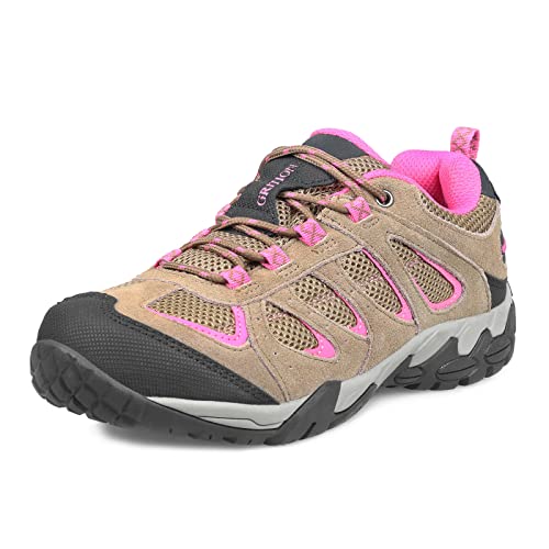 GRITION Wanderschuhe Damen Leicht Outdoor Trekkingschuhe rutschfest Atmungsaktiv, Sport Hiking Bergschuhe für Klettern Reisen Täglichen Gebrauch Trainer Braun Rosa MEHRWEG.（41EU） von GRITION