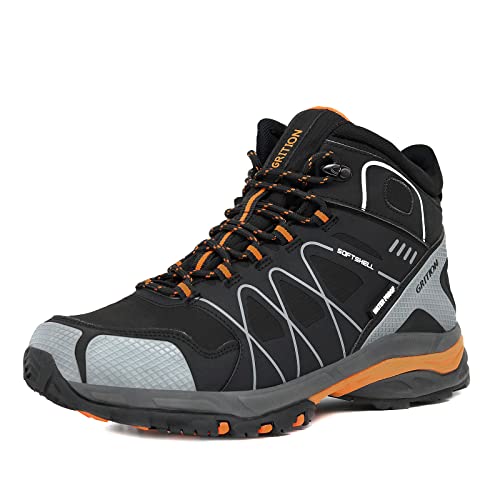 GRITION Wanderschuhe Herren Wasserdicht, Warem Gefütterte Wanderstiefel Leicht,Wanderstiefe Männer Wandern Trail Stiefel Bequeme Outdoor Anti Kollisionsn Einstellbare MEHRWEG 44eu/orange von GRITION