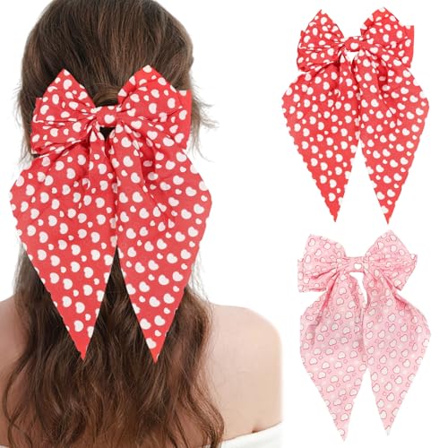 2 Stück Valentinstag Haarspangen für Frauen dickes Haar Liebe Herz Haarspangen Niedliche Schleife Haarspangen Rosa Rot Schleife Haarnadel Urlaub Kopfschmuck Haarspangen Valentinstag Haarschmuck für von GRITOSE