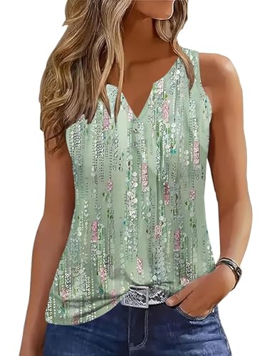 GRMLRPT Tank Top Damen Sommer Bluse Ärmellose T-Shirt Oberteile Sommermode V-Ausschnitt Shirt Blusen Basic Tops(Grau,L) von GRMLRPT
