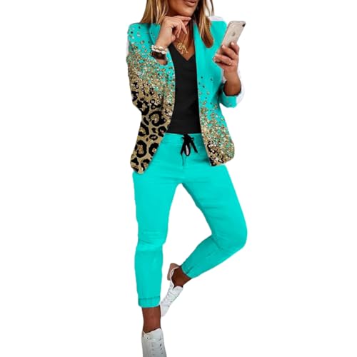 GROBTE Damen 2 Stück Casual Blazer Anzüge Business Outfits Dressy Open Front Langarm Arbeit Büro Jacken Hose Anzüge von GROBTE