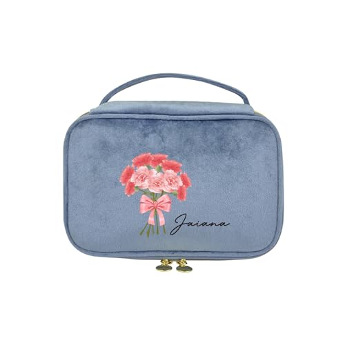 Personalisierte Name Kosmetiktasche Mit Geburt Blume, Benutzerdefinierte Reise Kosmetiktaschen Floral Makeup Tasche Pinsel Fall Geschenk Für Frauen von GROBTE
