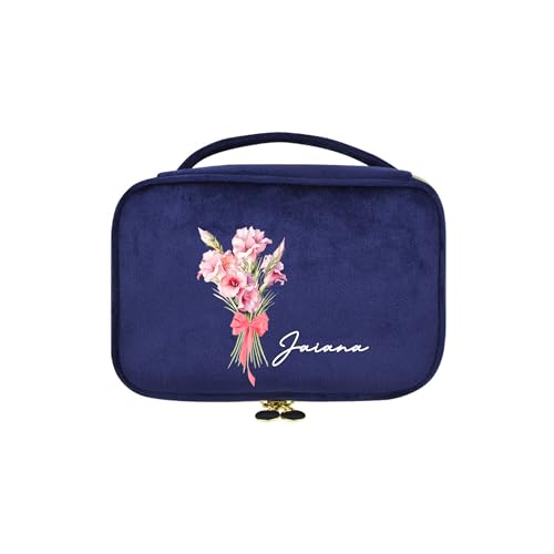 Personalisierte Name Kosmetiktasche Mit Geburt Blume, Benutzerdefinierte Reise Kosmetiktaschen Floral Makeup Tasche Pinsel Fall Geschenk Für Frauen von GROBTE