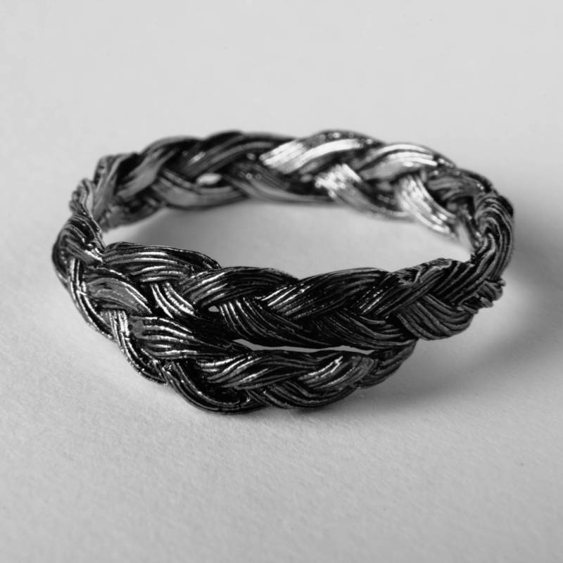 Geflochtener Braut Silberring Ehering Oxidiertes Silber Webband Handarbeit Unikat Verlobungsring Zarter Rustikaler Geflochtener Ring von GROMcoil