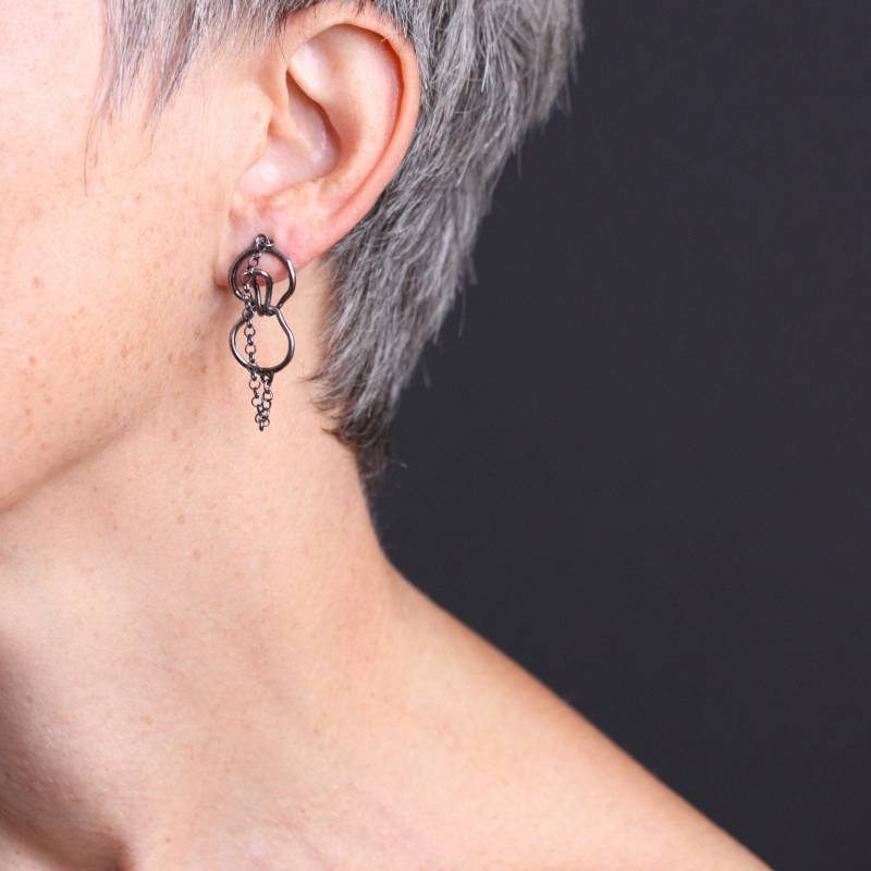 Hängeohrringe Handschellen Ohrstecker Transformator Verschluss Ohrringe Sterling Oxidiertes Silber von GROMcoil