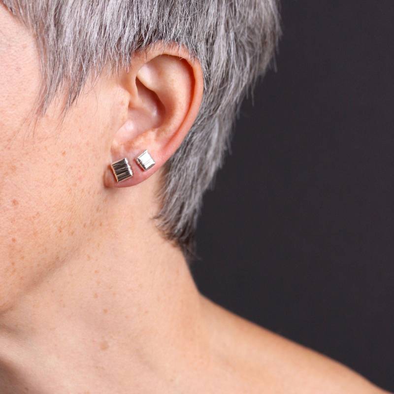 Objekte in Perspektive Ohrstecker Set Von 2 Oder 3 Mix & Match Sterling Silber Massiv Strukturierte von GROMcoil