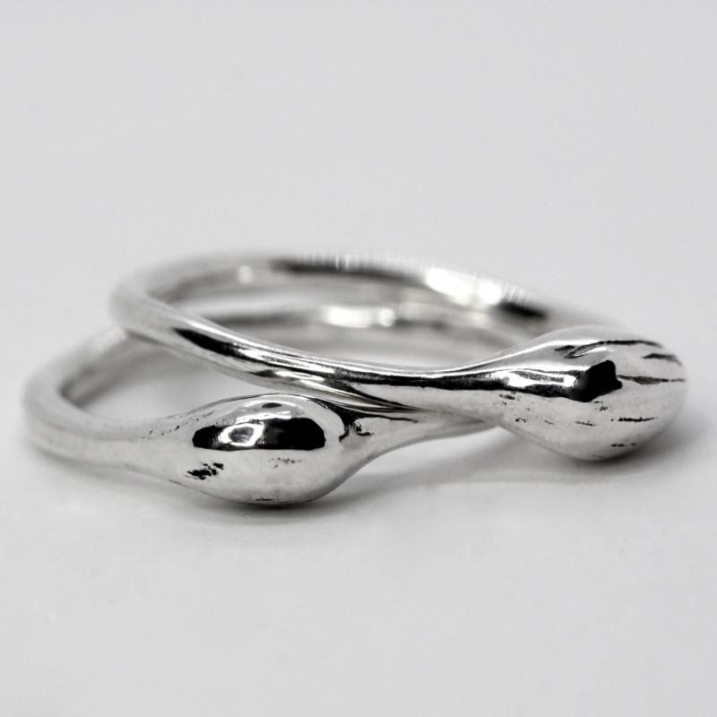 Sterling Silber Ouroboros Stapelring Abstrakter Schlangenring Set 925Er Massivsilber von GROMcoil