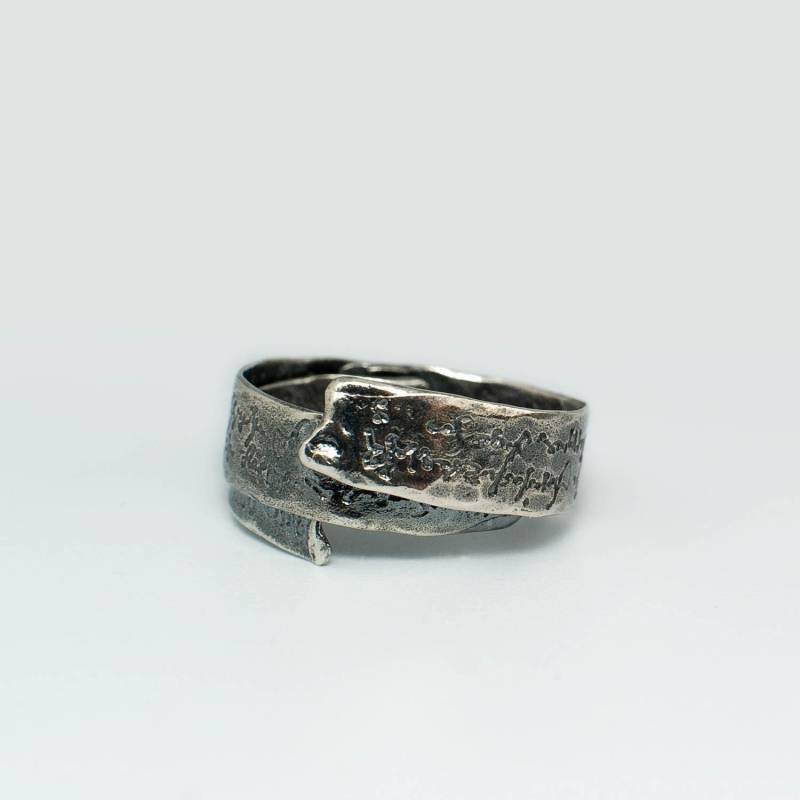 Unisex Verstellbarer Wickelring Sterling Silber Herren Rustikaler Oxidierter Dreifach Geschwärzter Statement Ring Unikat Handmade von GROMcoil