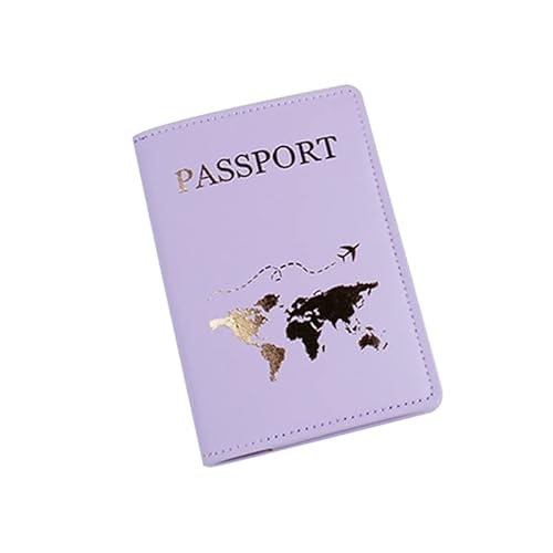 GRONGU Fashion Travel Passport Cover PU Brief Print Gepäck Koffer Adresshalter Gepäck Boarding Label Passschutz für Frauen, violett, passport bag von GRONGU