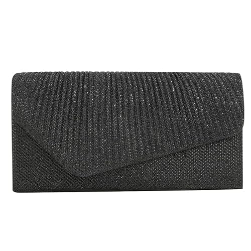 GRONGU Frauen Glitzer Geldbörse Formale Abendtasche Dame Elegante Party Bankett Hochzeit Clutches Handtasche Weibliche Cocktail Umhängetasche Abendtaschen, Schwarz von GRONGU