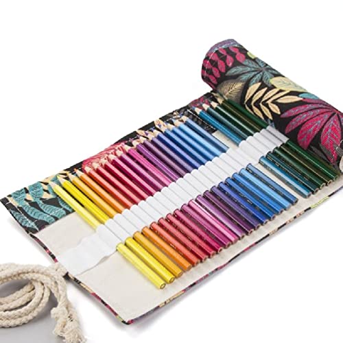 GRONGU Pencil Roll Wrap Multiuse Roll Up Pencil Case Large Capacity Pen Curtain Pen Holder Bag Pen Pouch 36/48/72 Holes Pencil Roll Wrap Large Capacity Travel Pen Bag Organizer Holder Pen Curtain von GRONGU