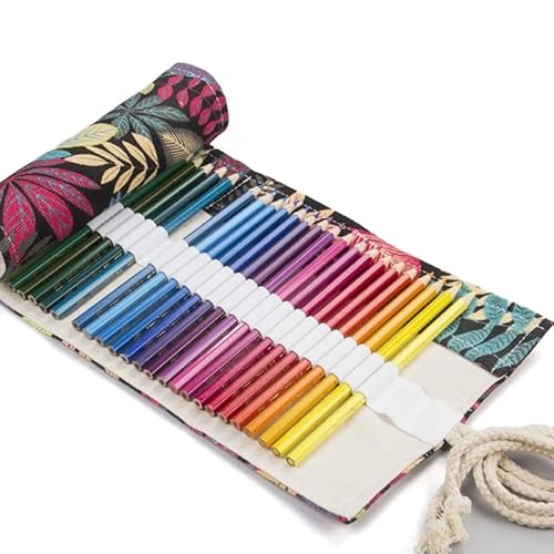 GRONGU Pencil Roll Wrap Multiuse Roll Up Pencil Case Large Capacity Pen Curtain Pen Holder Bag Pen Pouch 36/48/72 Holes Pencil Roll Wrap Large Capacity Travel Pen Bag Organizer Holder Pen Curtain von GRONGU