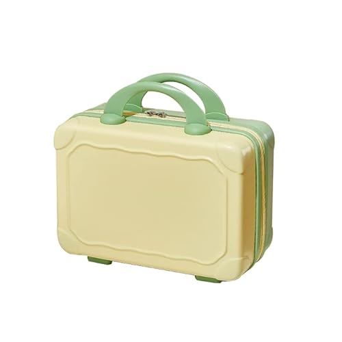 Tragbare 14 Zoll Make-up Reise Handgepäck ABS Tragen Make-up Koffer Kosmetiktasche für Reisen Camping Frauen Mädchen Gepäck Kosmetiktasche, Gelb mit Matcha von GRONGU