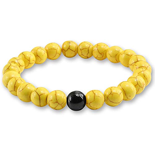 GROPC Natursteinarmband,Gelbe Naturstein Perlen Armbänder 8Mm Trendy Frauen Runde Perlen Armbänder Elastische Reize Yoga Unisex Armreifen-Gelb Schwarz GROPC Natursteinarmband,Gelbe Naturstein Perlen Armbänder 8Mm Trendy Frauen Runde Perlen Armbänder Elastische Reize Yoga Unisex Armreifen-Gelb Schwarz von GROPC