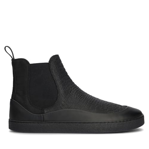 GROUNDIES® Sienna Women - Damen Barfußschuh/Barfuß-Stiefelette/Chelsea Boots (black/croco, EU Schuhgrößensystem, Erwachsene, Numerisch, M, 39) von GROUNDIES