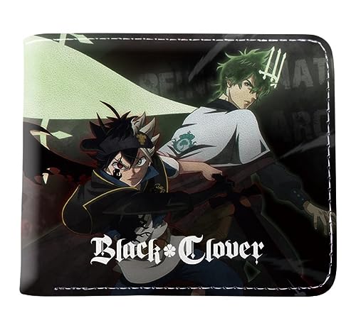 GROUSER Black Clover Asta Yuno Manga Geldbörsen Damen Yami Noell Silva Mimosa Slim Front Pocket Billfold, 01 Asta Geldbörsen, Einheitsgröße, Casual von GROUSER