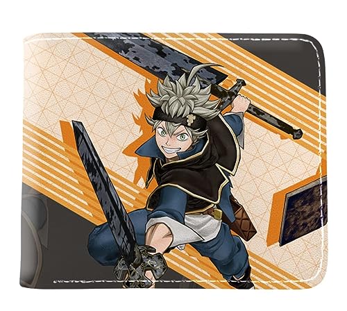 GROUSER Black Clover Asta Yuno Manga Geldbörsen Damen Yami Noell Silva Mimosa Slim Front Pocket Billfold, 05 Asta Geldbörsen, Einheitsgröße, Casual von GROUSER