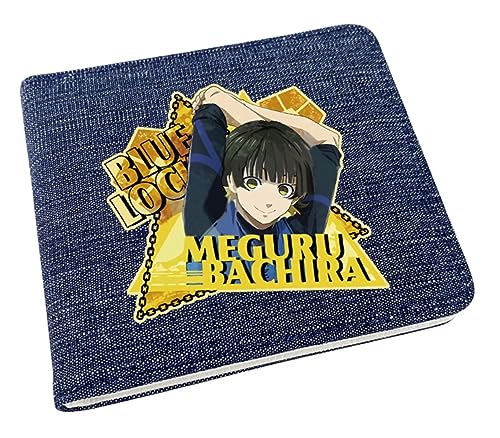 GROUSER Bluelock Anime Bifold Wallets Isagi Yoichi Kunigami Rensuke Billfold Bachira Meguru Chigiri Hyoma Blue Slim Geldbörsen, Bachira Meguru, Einheitsgröße, Casual von GROUSER