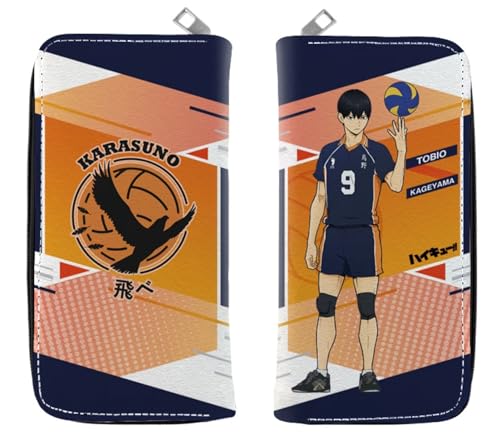 GROUSER Haikyuu Geldbörse mit langem Reißverschluss, Tobio Kageyama Bokuto Visitenkartenhalter Karasuno VBC bis oben Hinata Shoyo Reißverschluss-Geldbörsen, 09 Geldbörse mit langem Reißverschluss, von GROUSER