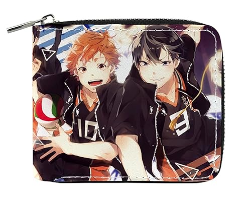 GROUSER Haikyuu Reißverschluss-Geldbörsen Karasuno Hinata Shoyo Visitenkarten-Organizer Volleyball Club VBC Fly Hoch bis oben Reißverschluss Geldbörsen, 13 Vbc Brieftasche, Einheitsgröße, Casual von GROUSER