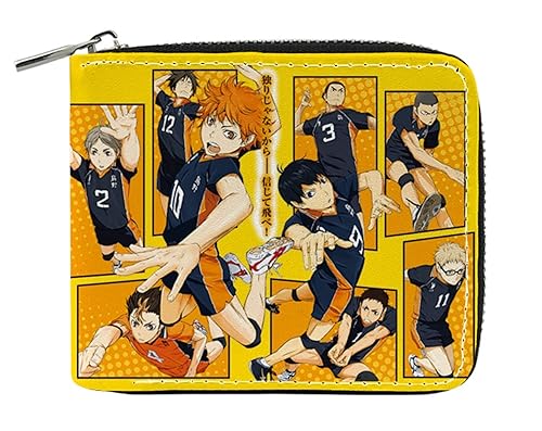 GROUSER Haikyuu Reißverschluss-Geldbörsen Karasuno Hinata Shoyo Visitenkarten-Organizer Volleyball Club VBC Fly Hoch bis oben Reißverschluss Geldbörsen, 14 Vbc Brieftasche, Einheitsgröße, Casual von GROUSER