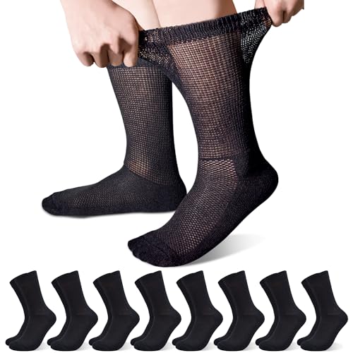 GRPSKCOS Diabetiker Socken Herren 8 Paar Socken Ohne Gummibund Komfort Herrensocken（#2 Schwarz*8 39-42） von GRPSKCOS