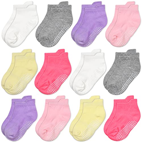 GRPSKCOS Kinder Baby Stopper Socken 12 Paar ABS Rutschfeste Kleinkind Socken für Kinder Jungen Mädchen für 0-7 Jahre Kinder Anti Rutsch Socken (1-3 Jahre, 6 Mädchen -12 Paare) von GRPSKCOS